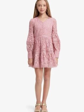 Bardot Junior Lace Dress Girls Size 8 Dusty Pink Flower Girl